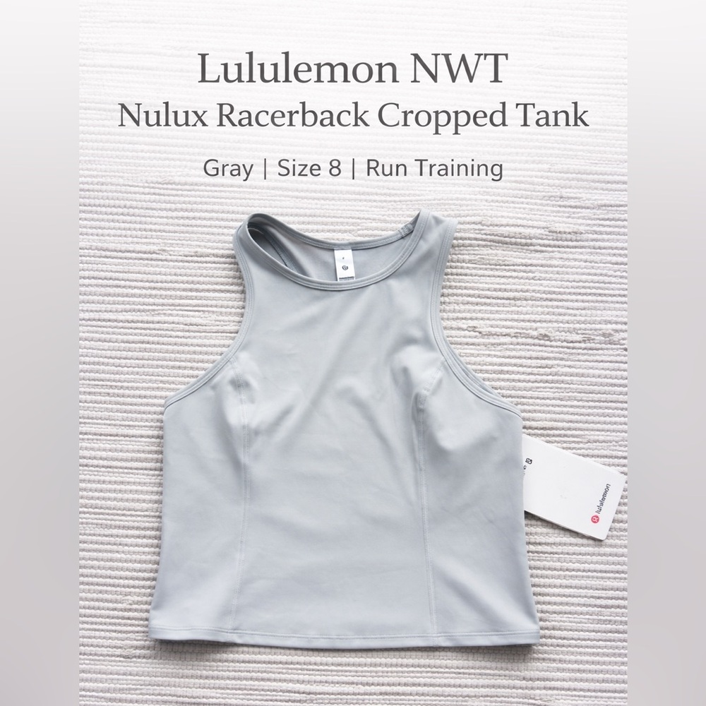 Lululemon NWT Nulux Racerback Cropped Tank Top Gray Size 8 Run Training